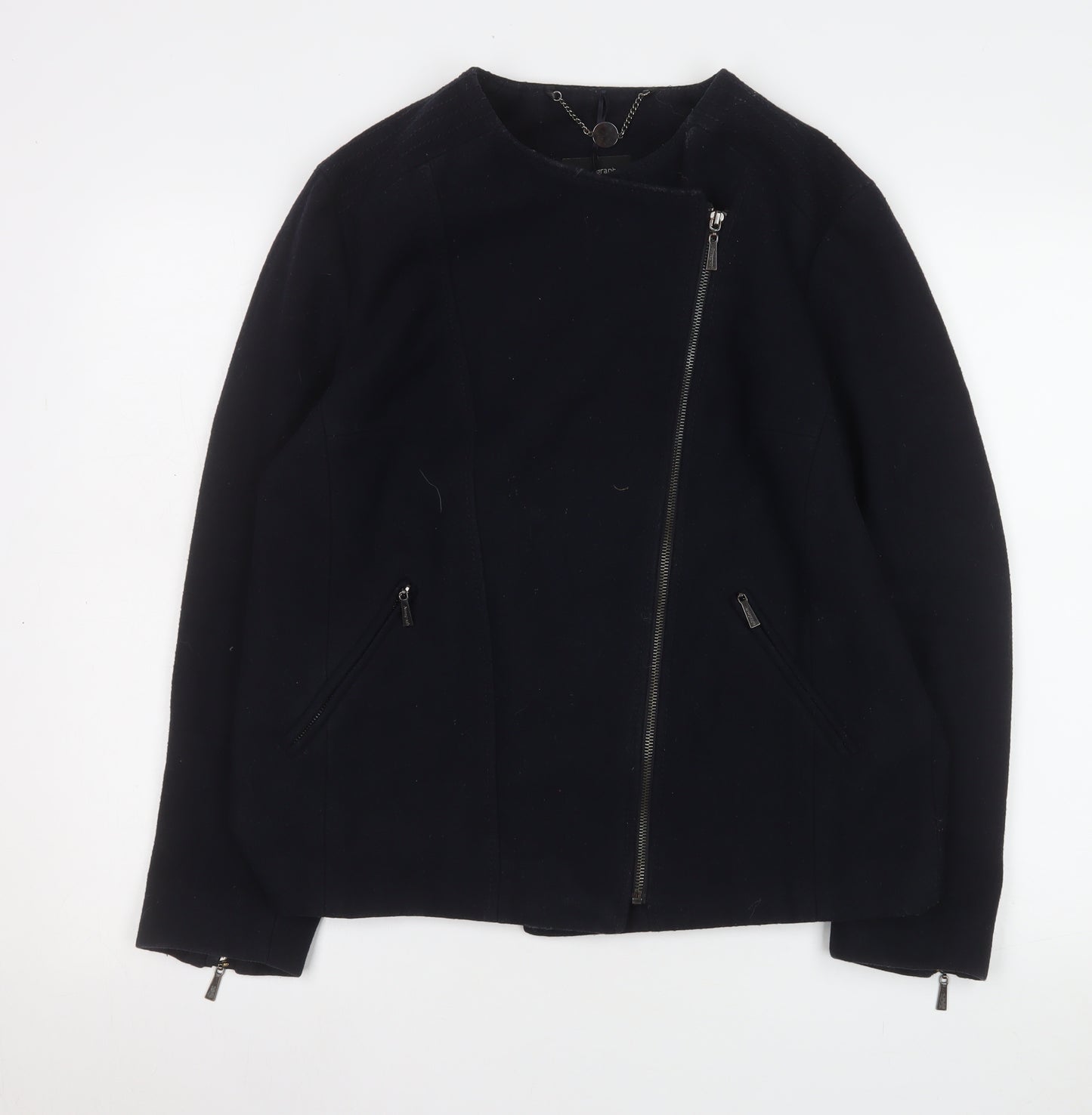 Marks and Spencer Women’s Black Wool Biker Jacket UK 12