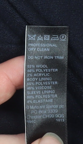 Marks and Spencer Women’s Black Wool Biker Jacket UK 12