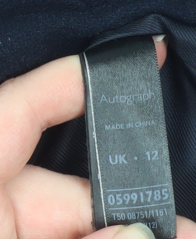 Marks and Spencer Women’s Black Wool Biker Jacket UK 12