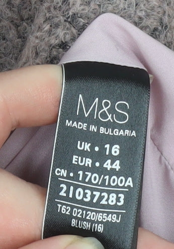 Marks and Spencer Women’s Pink Wool Blend Long Overcoat Size 16