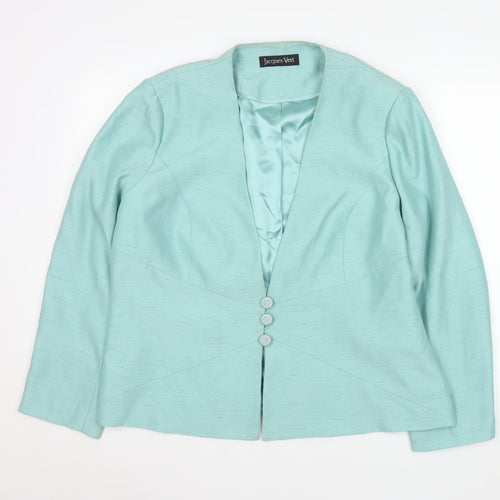 Jacques Vert Women Aqua Blue Jacket UK 20 Polyester Lined Tailored Blazer
