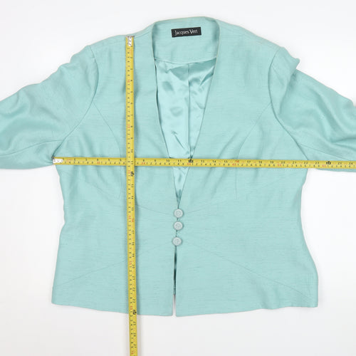 Jacques Vert Women Aqua Blue Jacket UK 20 Polyester Lined Tailored Blazer