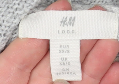 H&M L.O.G.G. Mens Grey Hooded Knit Pullover Jumper XS