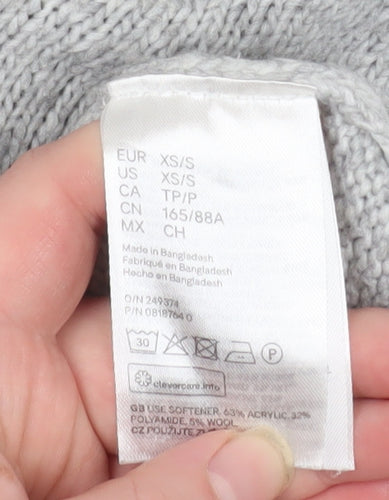 H&M L.O.G.G. Mens Grey Hooded Knit Pullover Jumper XS