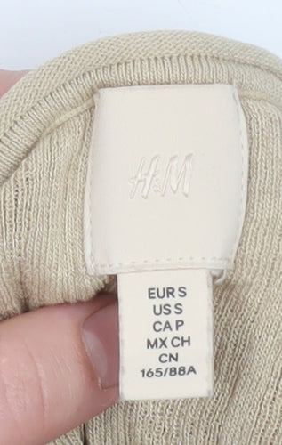 H&M Women’s Beige Ribbed Knit High Neck Sleeveless Tank Top Size S