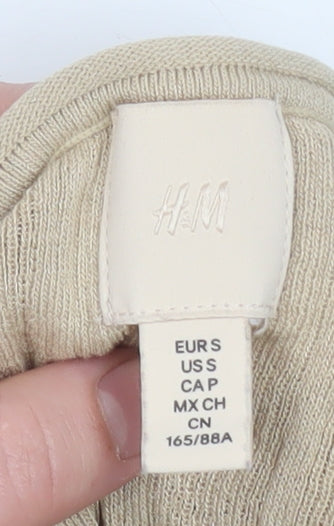 H&M Women’s Beige Ribbed Knit High Neck Sleeveless Tank Top Size S