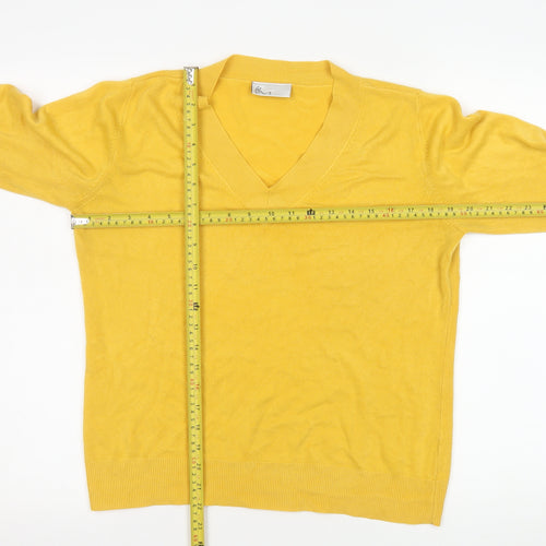 BHS Women Yellow V-Neck Acrylic Long Sleeve Pullover Jumper Size 12