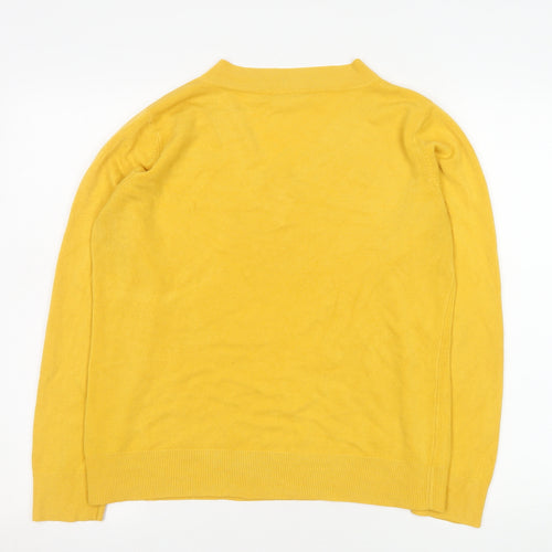 BHS Women Yellow V-Neck Acrylic Long Sleeve Pullover Jumper Size 12