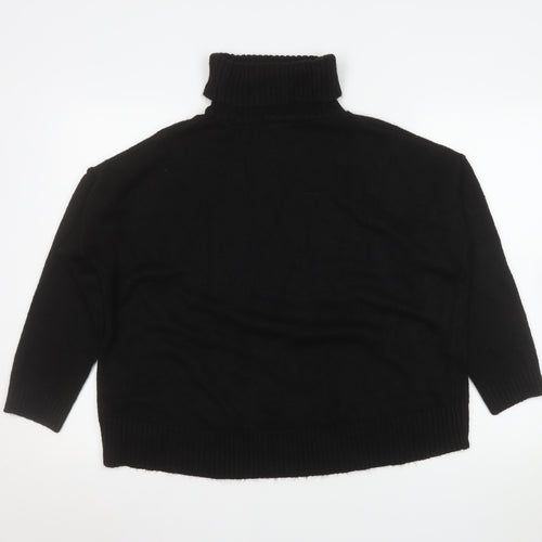 New Look Women Black Roll Neck Relaxed Knit Jumper Size S
