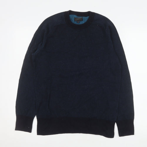 Howick Men Blue Cotton Crew Neck Pullover Jumper Size S
