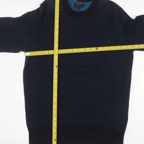 Howick Men Blue Cotton Crew Neck Pullover Jumper Size S