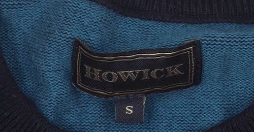 Howick Men Blue Cotton Crew Neck Pullover Jumper Size S