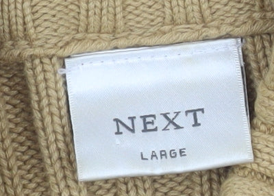 Next Men's Beige Ribbed Cotton Full Zip Jacket Size L