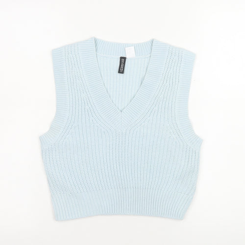 H&M Divided Blue V-Neck Knit Sleeveless Jumper Vest Women's Size 6