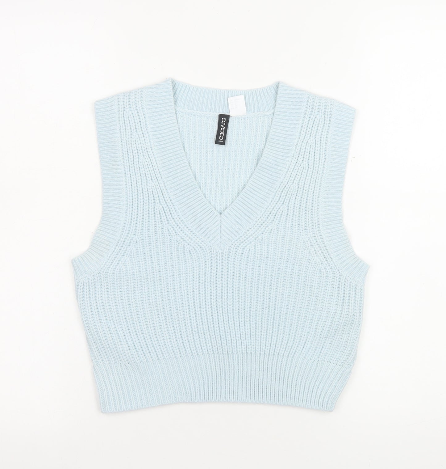 H&M Divided Blue V-Neck Knit Sleeveless Jumper Vest Women's Size 6