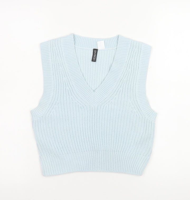 H&M Divided Blue V-Neck Knit Sleeveless Jumper Vest Women's Size 6