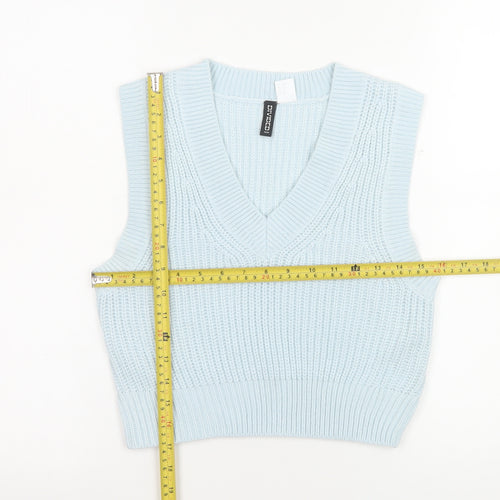 H&M Divided Blue V-Neck Knit Sleeveless Jumper Vest Women's Size 6