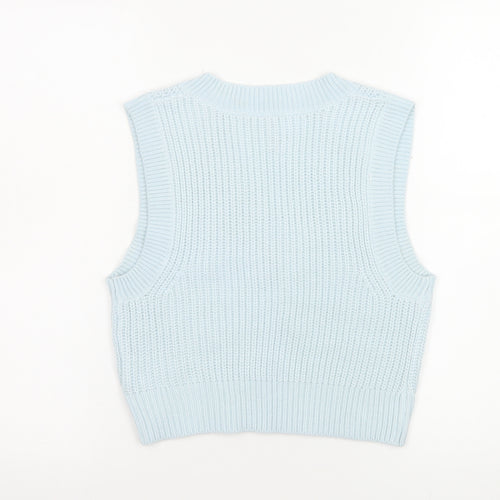 H&M Divided Blue V-Neck Knit Sleeveless Jumper Vest Women's Size 6