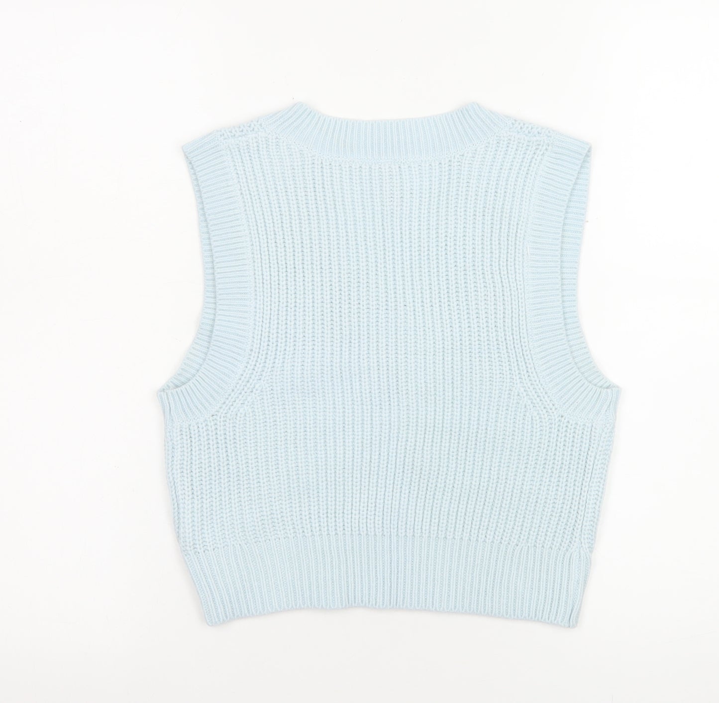 H&M Divided Blue V-Neck Knit Sleeveless Jumper Vest Women's Size 6