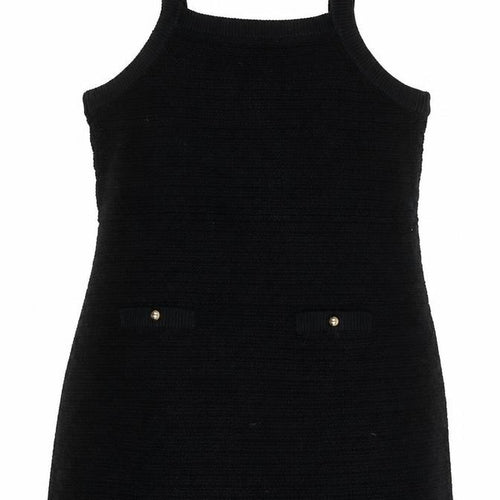 H&M Women Black Knit Pinafore Dress 3XL Cotton Blend Casual