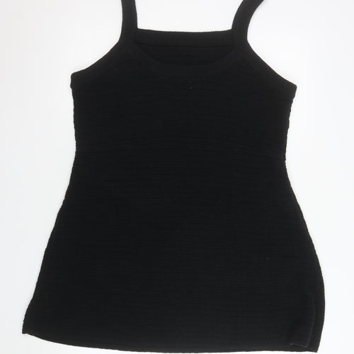 H&M Women Black Knit Pinafore Dress 3XL Cotton Blend Casual