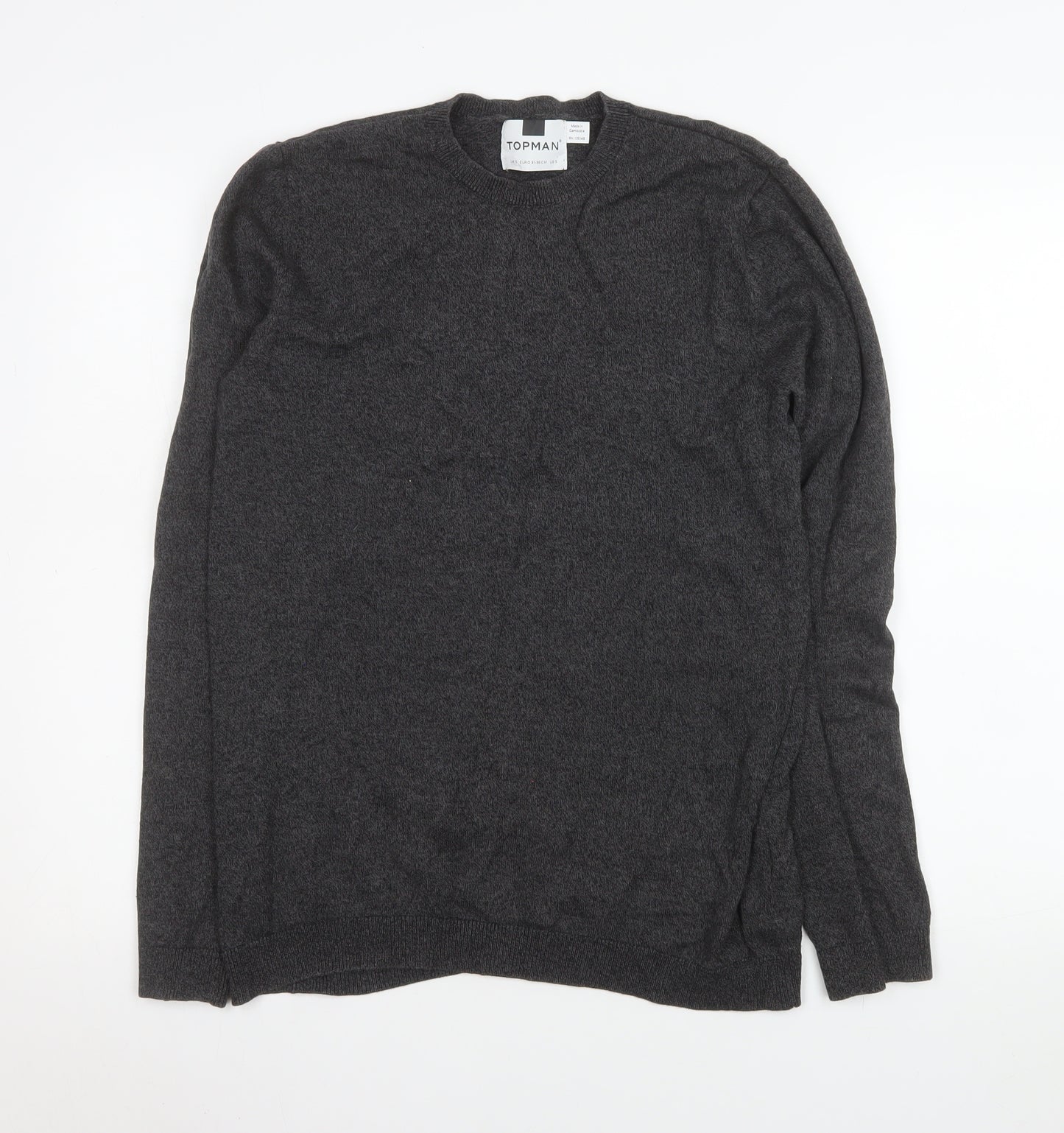 Topman Mens Grey Cotton Crew Neck Jumper Size S Regular Fit