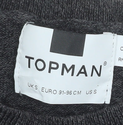 Topman Mens Grey Cotton Crew Neck Jumper Size S Regular Fit