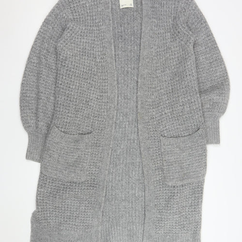Abercrombie & Fitch Women Grey Chunky Knit Longline Cardigan M