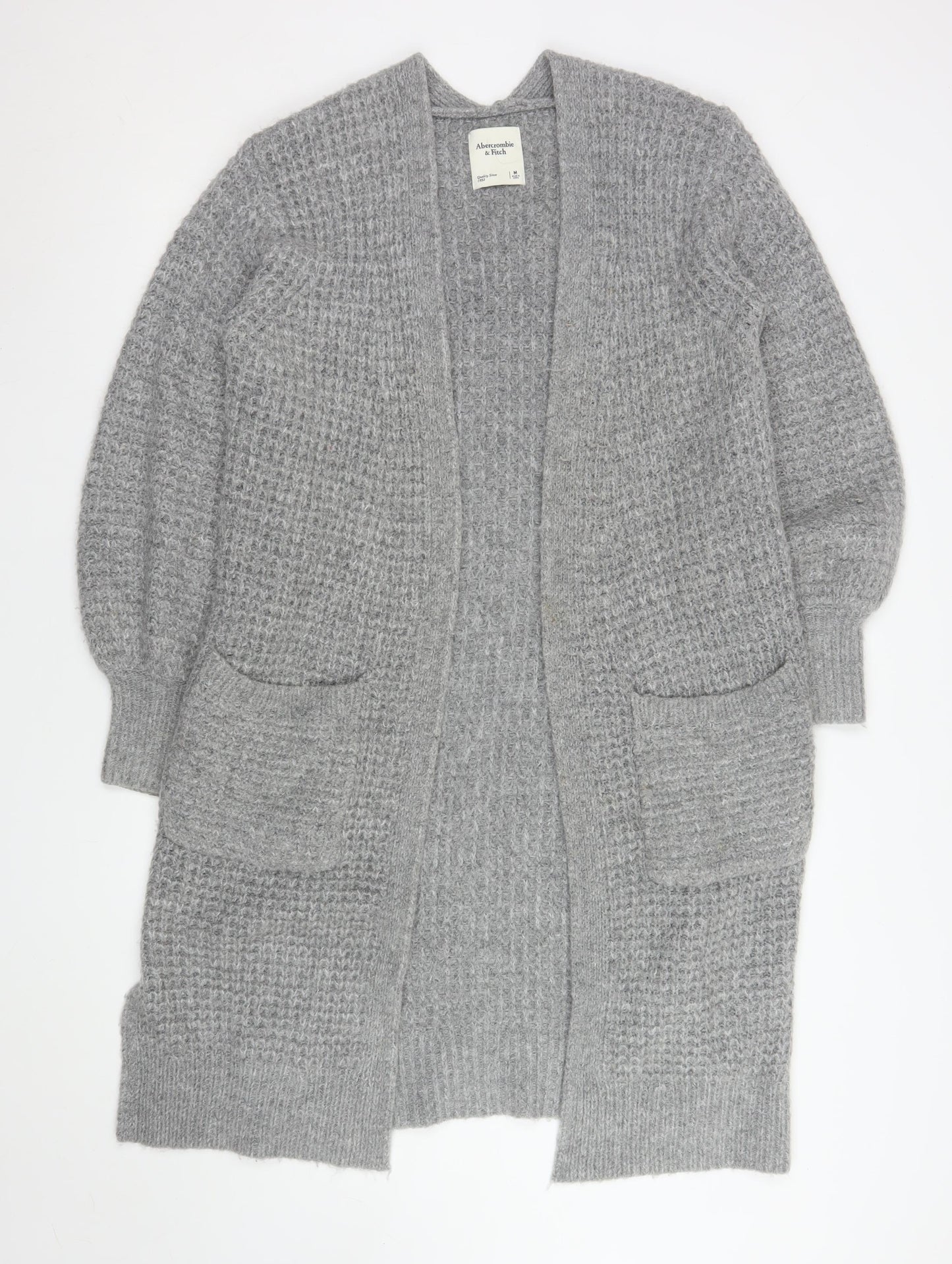 Abercrombie & Fitch Women Grey Chunky Knit Longline Cardigan M