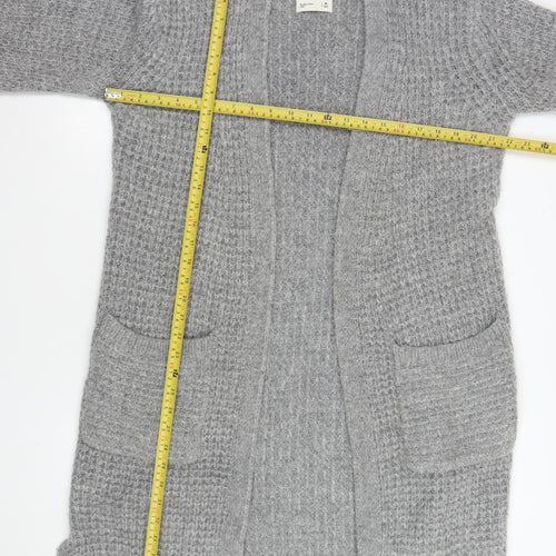 Abercrombie & Fitch Women Grey Chunky Knit Longline Cardigan M