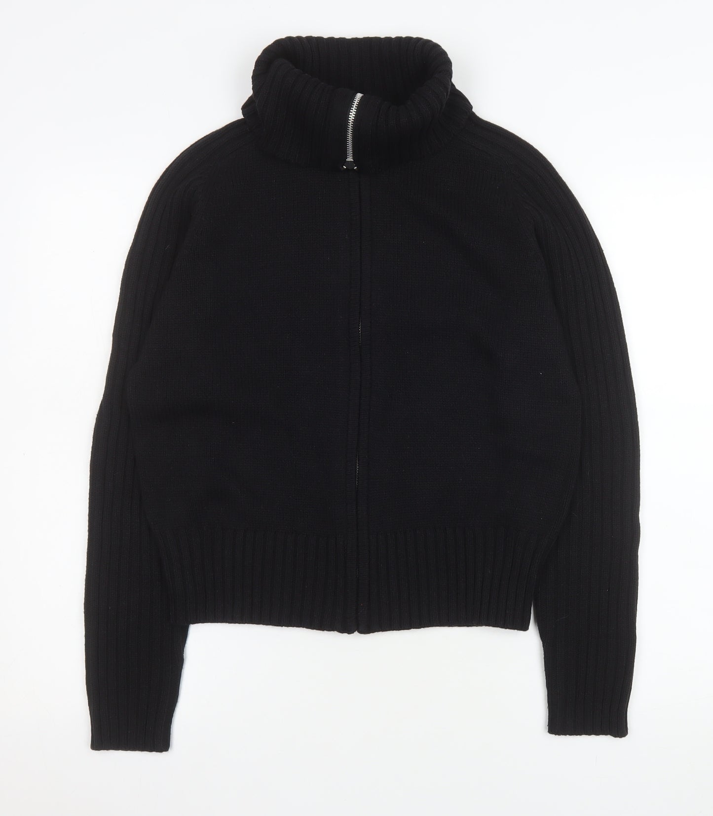 Marks and Spencer Women's Black Full Zip High Neck Jumper Size 12
