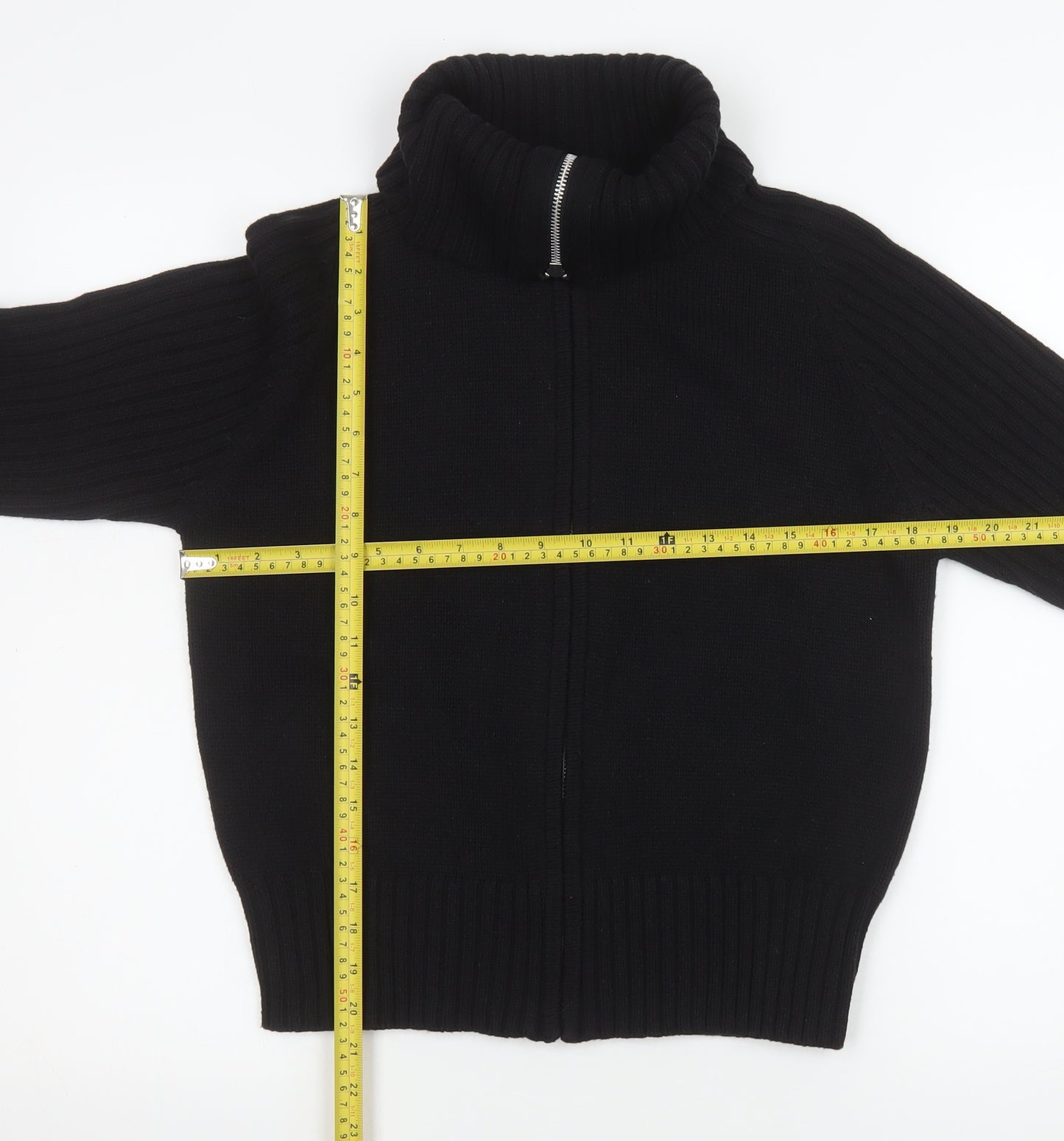 Marks and Spencer Women's Black Full Zip High Neck Jumper Size 12