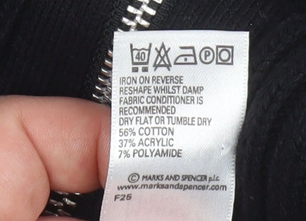 Marks and Spencer Women's Black Full Zip High Neck Jumper Size 12