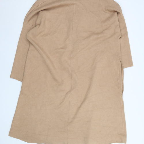 SNDYS. Women’s Beige Long Knit Coatigan S Lightweight Open Front
