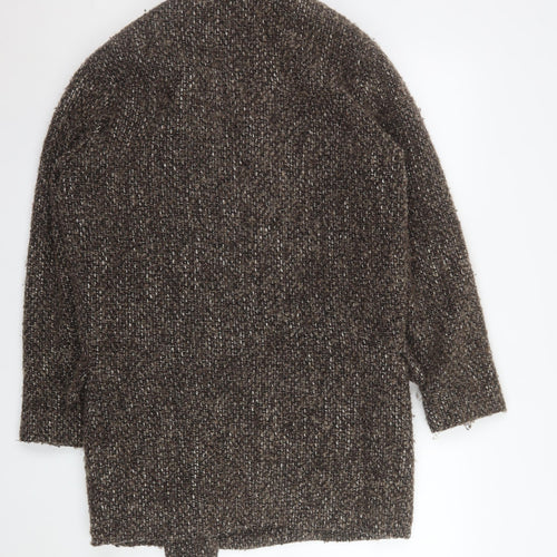 Mango Womens Brown Wool Blend Tweed Overcoat Size 8