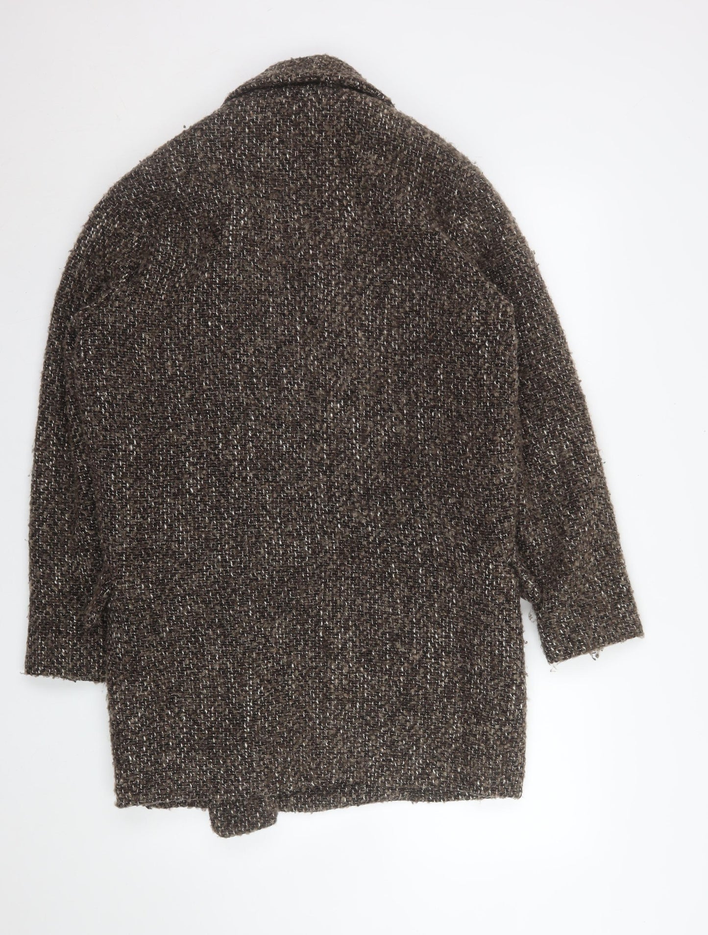 Mango Womens Brown Wool Blend Tweed Overcoat Size 8
