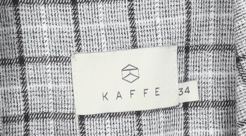 Kaffe Women Grey Check Belted Trench Coat Size 6