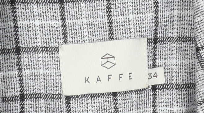 Kaffe Women Grey Check Belted Trench Coat Size 6