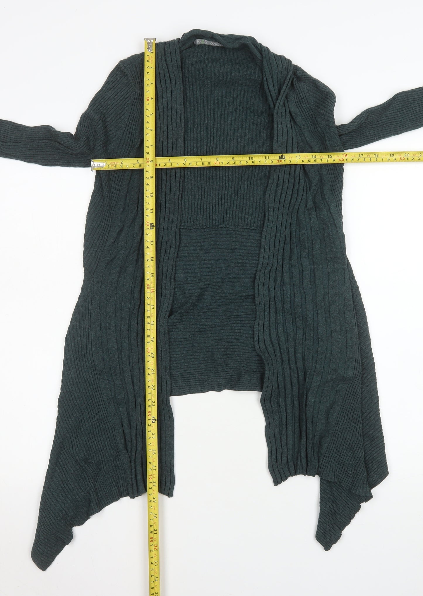 Marks and Spencer Women Forest Green Open Knit Long Sleeve Cardigan UK 12