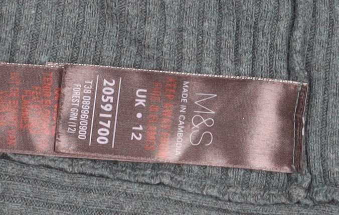 Marks and Spencer Women Forest Green Open Knit Long Sleeve Cardigan UK 12