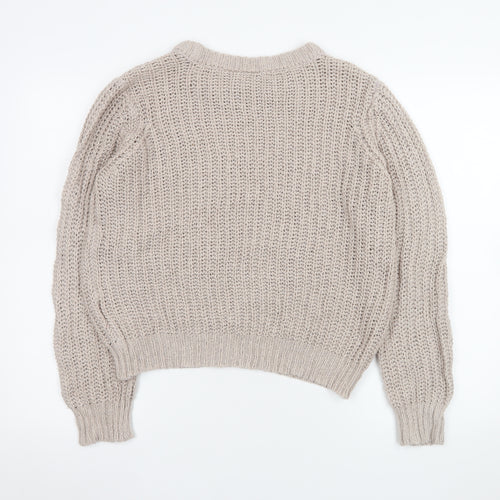 Saint Tropez Beige Chunky Knit Crew Neck Jumper Women’s Size S