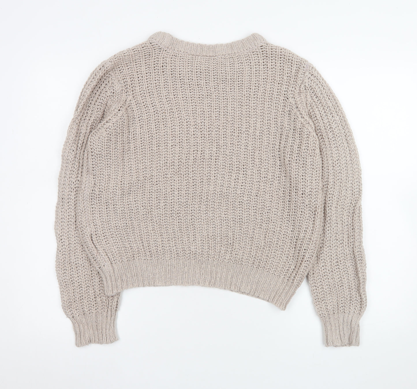 Saint Tropez Beige Chunky Knit Crew Neck Jumper Women’s Size S