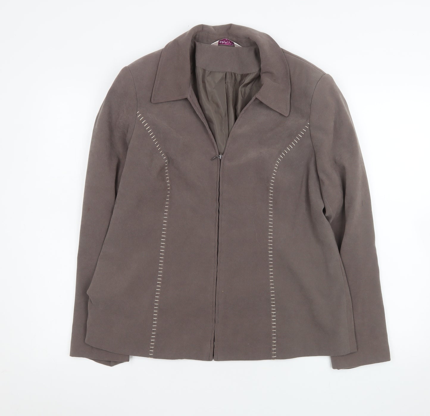 Bonmarché Women's Brown Size 14 Lined Zip-Up Jacket