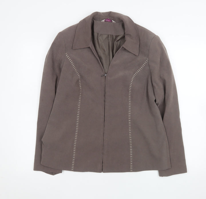 Bonmarché Women's Brown Size 14 Lined Zip-Up Jacket