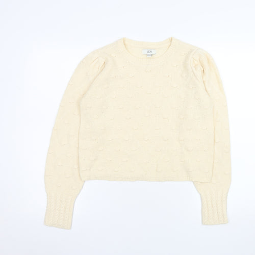JDY Women’s Ivory Knit Puff Sleeve Pullover Jumper Size S