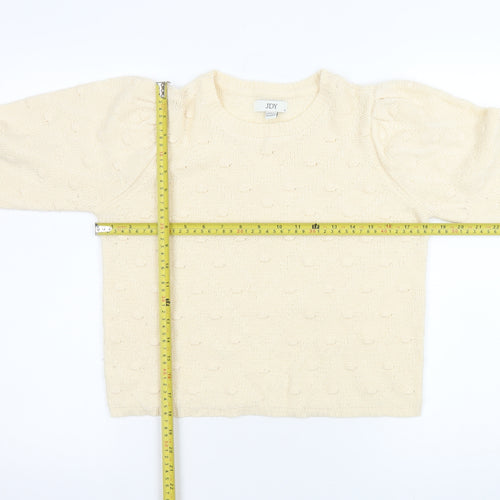 JDY Women’s Ivory Knit Puff Sleeve Pullover Jumper Size S