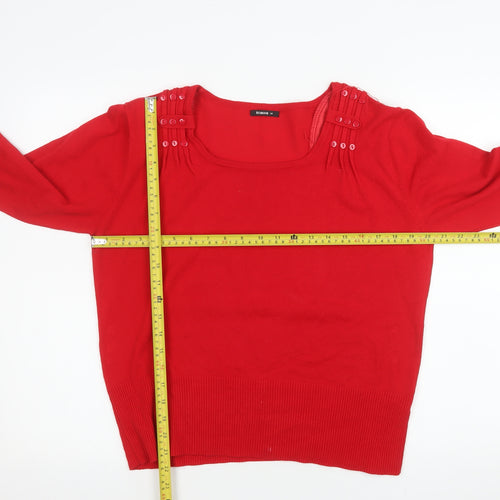 Roman Women Red Size 16 Pullover Jumper with Button Detail