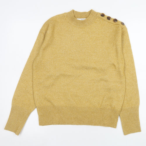 Primark Womens Yellow Crew Neck Button Detail Knit Jumper XS