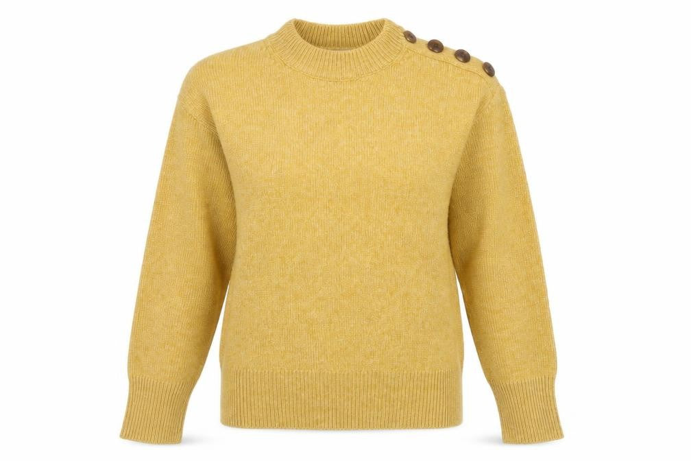 Primark Womens Yellow Crew Neck Button Detail Knit Jumper XS