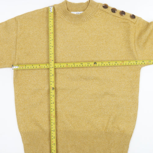 Primark Womens Yellow Crew Neck Button Detail Knit Jumper XS